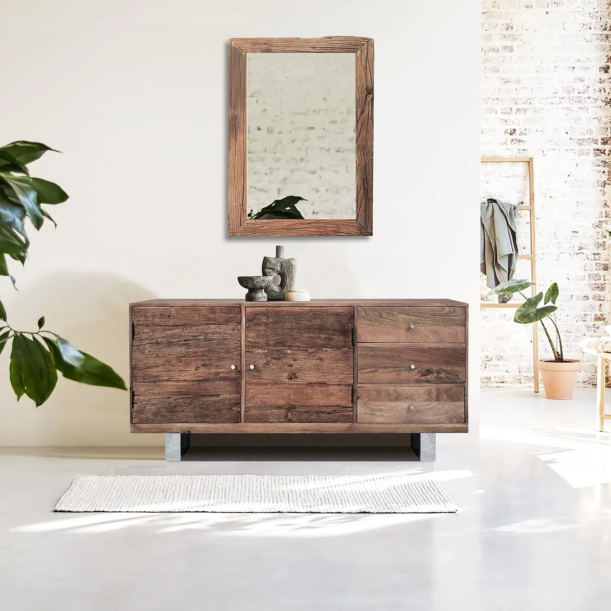 Noir Railway Sleeper Wood Sideboard - Pendle Village Furniture