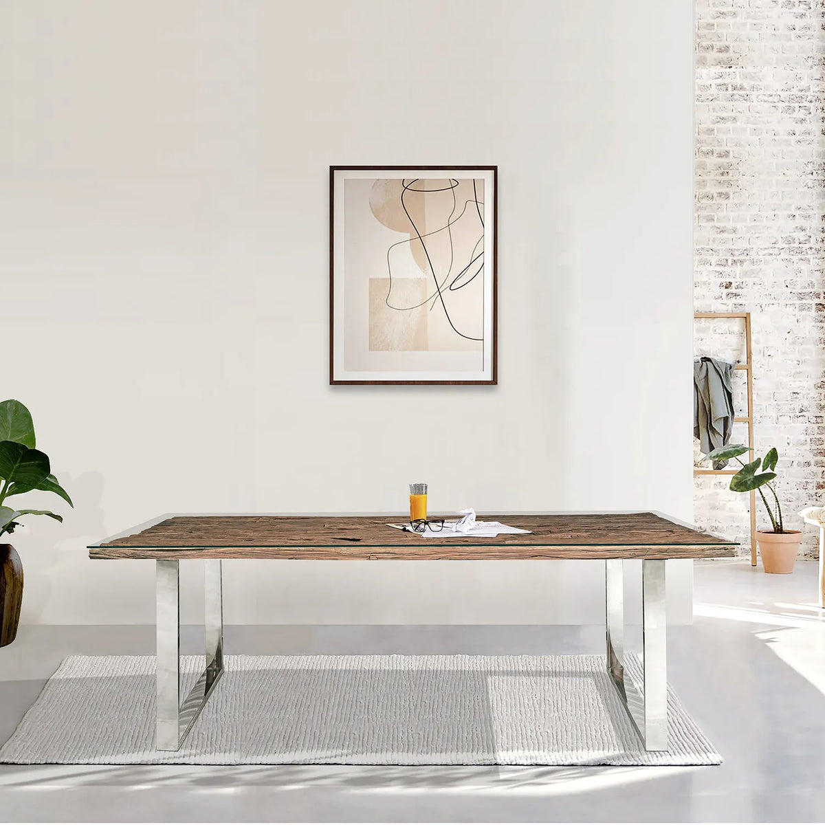 Noir Railway Dining Table with U - Shaped Legs - 220cm - Pendle Village Furniture