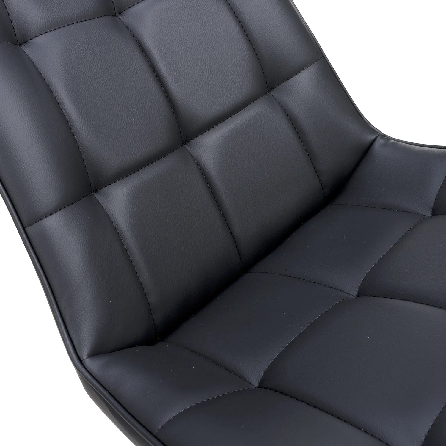 Chico Black Leather Dining Chairs - Chair detailing cube design