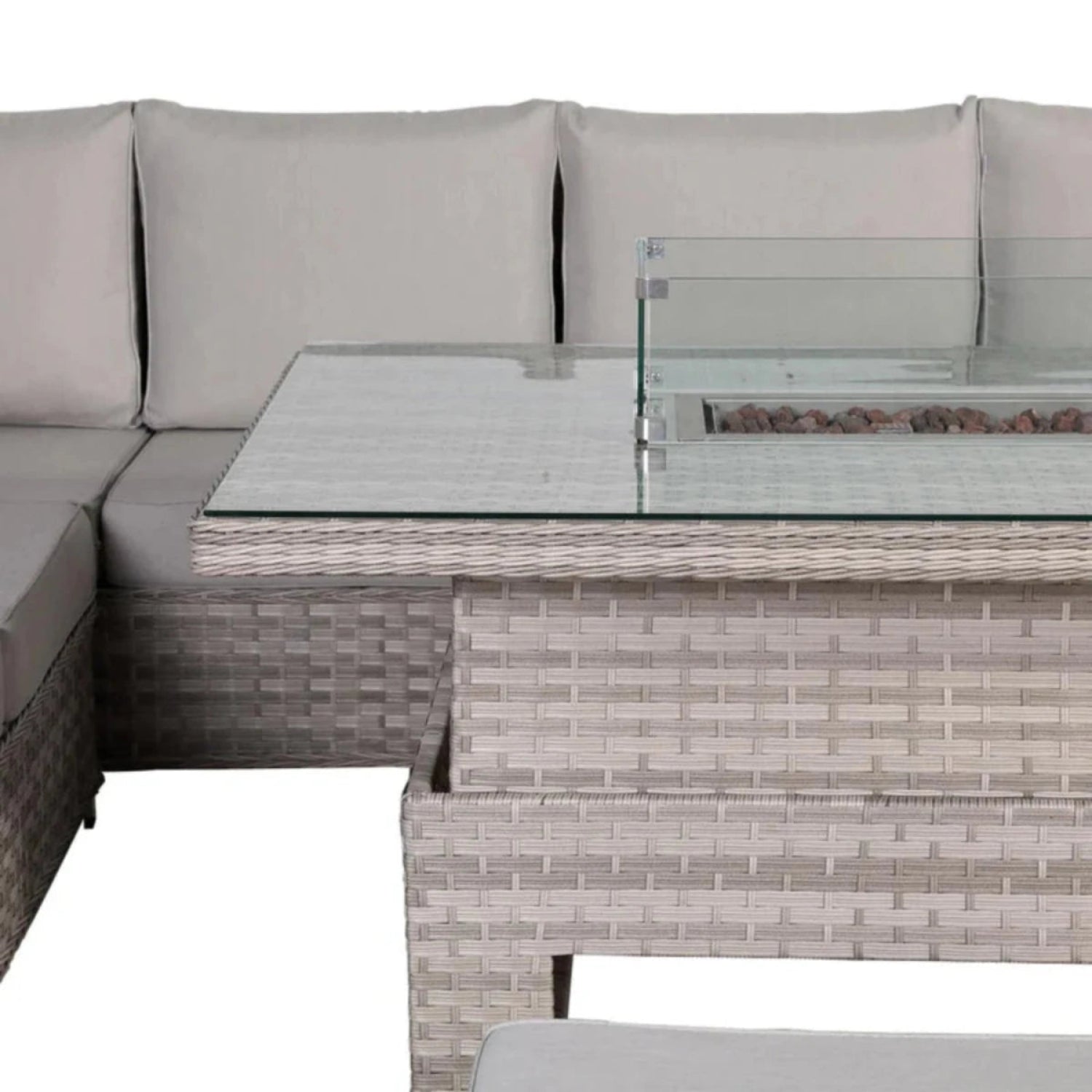 Elegant glass tabletop offering easy cleaning and durability.