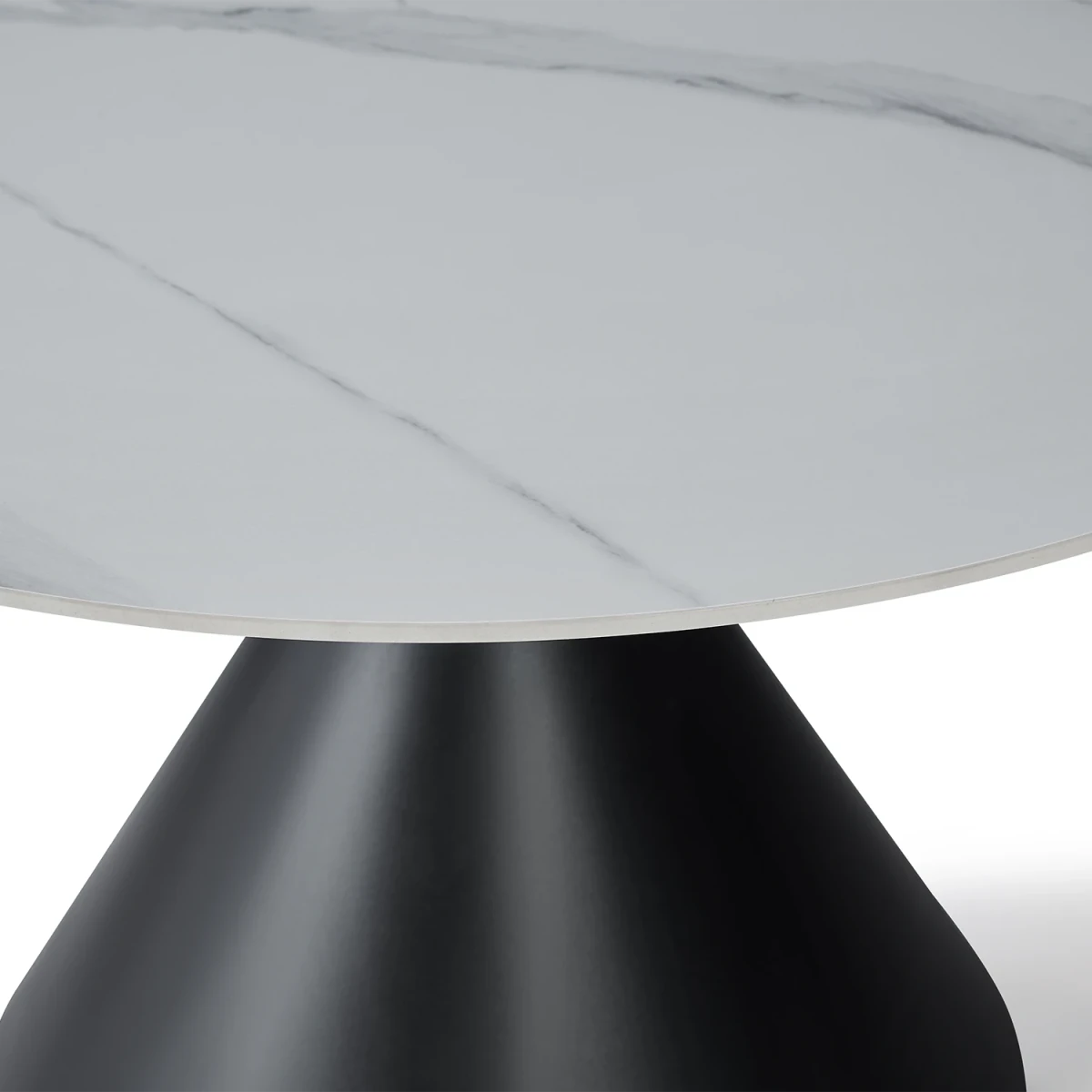 Close-up of a Ciro Black White Round Dining Table 120cm