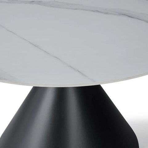 Close-up of a Ciro Black White Round Dining Table 120cm