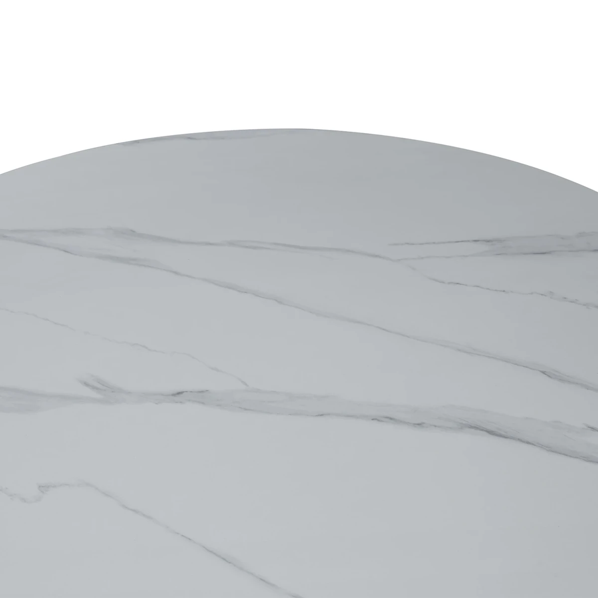 Modern round dining table white top black base