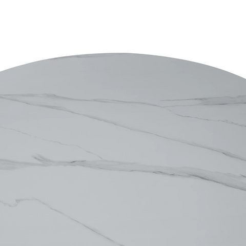 Modern round dining table white top black base