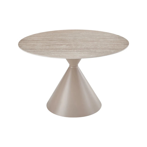 Ciro Cappuccino & Travertine Round Dining Table
