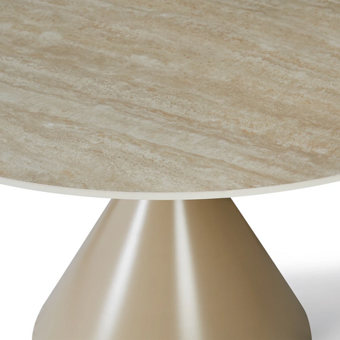 Ciro Cappuccino & Travertine Round Dining Table