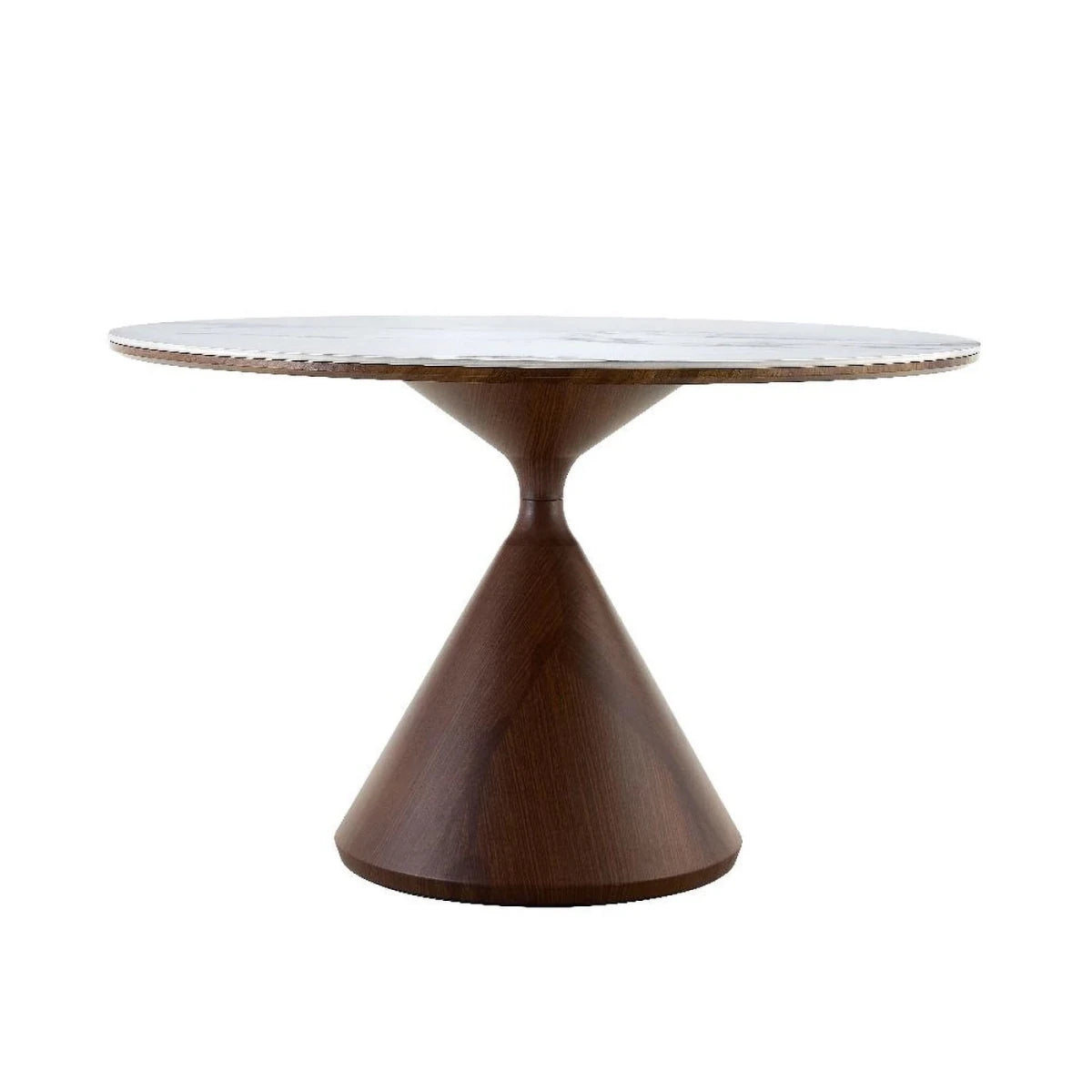 Ciro Round Dining Table Walnut White Cloud Vein