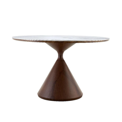 Ciro Round Dining Table Walnut White Cloud Vein