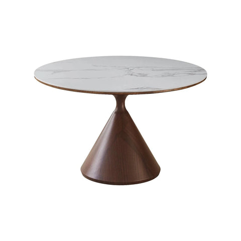 Ciro round dining table with walnut sculptural base