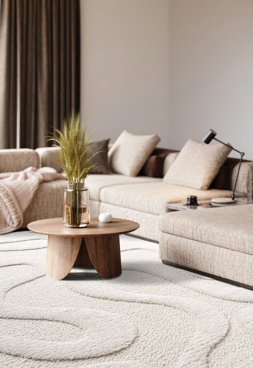 Cleo Modern Textured Curved Line Grey Rug - Pendle Village Furniture