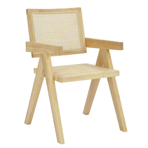 Cody Natural Wood and Neutral Rattan Dining Armchair – Set of 2 - Pendle Village Furniture