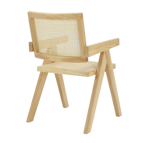Cody Natural Wood and Neutral Rattan Dining Armchair – Set of 2 - Pendle Village Furniture