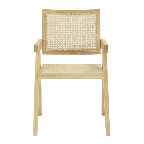 Cody Natural Wood and Neutral Rattan Dining Armchair – Set of 2 - Pendle Village Furniture