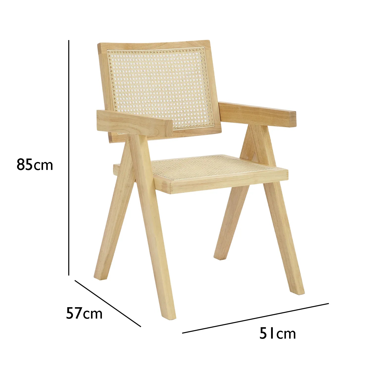 Cody Natural Wood and Neutral Rattan Dining Armchair – Set of 2 - Pendle Village Furniture