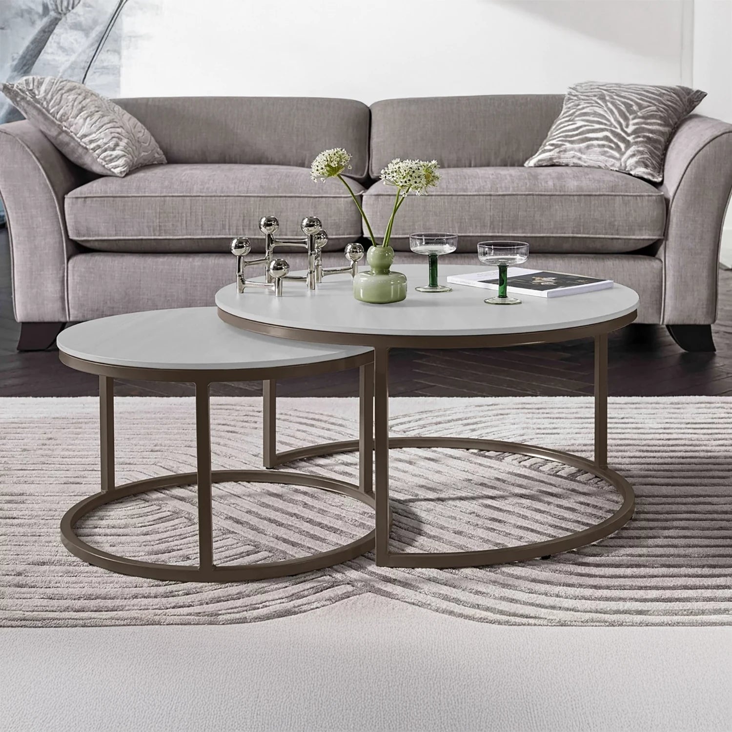 Cook Nest of Round Coffee Tables - Latte - Pendle Village Furniture