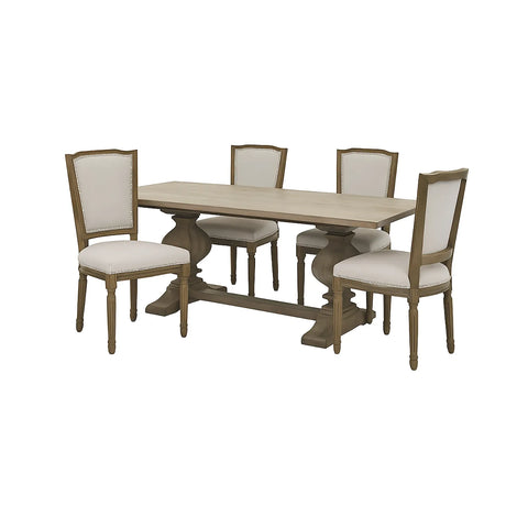 Copgrove Luxury Dining Set – Bleached Hardwood Table & 6 Éloise Grey Chairs - Pendle Village Furniture