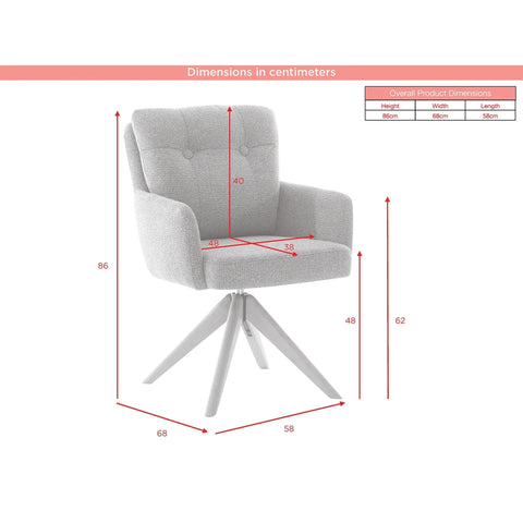 Cotswold Fabric Swivel Dining Armchairs – Set of 4