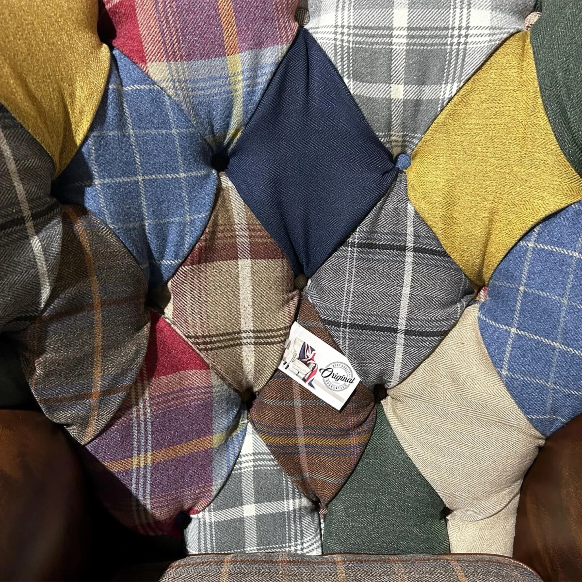 Close up Back rest of Patchwork Wing Chair