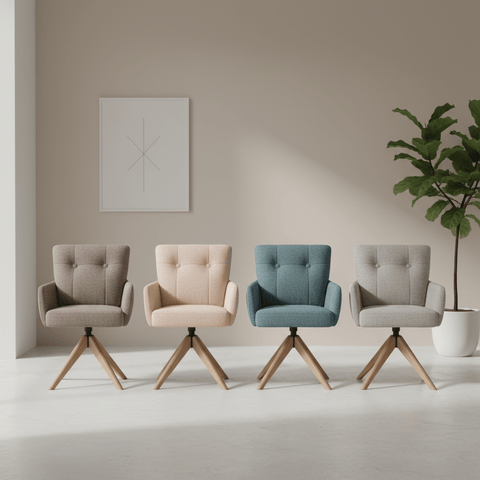 Cotswold Fabric Swivel Dining Armchairs – Set of 4