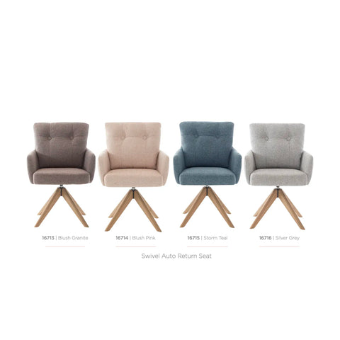 Cotswold Silver Grey Fabric Swivel Dining Armchairs – Set of 4