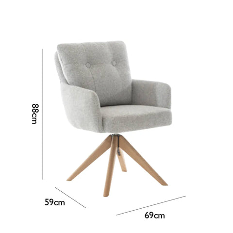 Cotswold Silver Grey Fabric Swivel Dining Armchairs – Set of 4