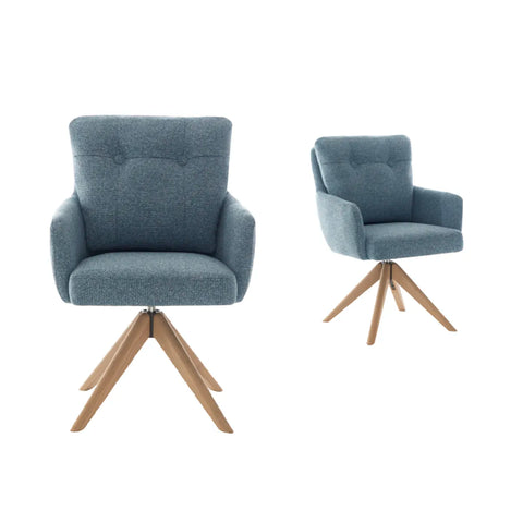 Cotswold Silver Grey Fabric Swivel Dining Armchairs – Set of 4