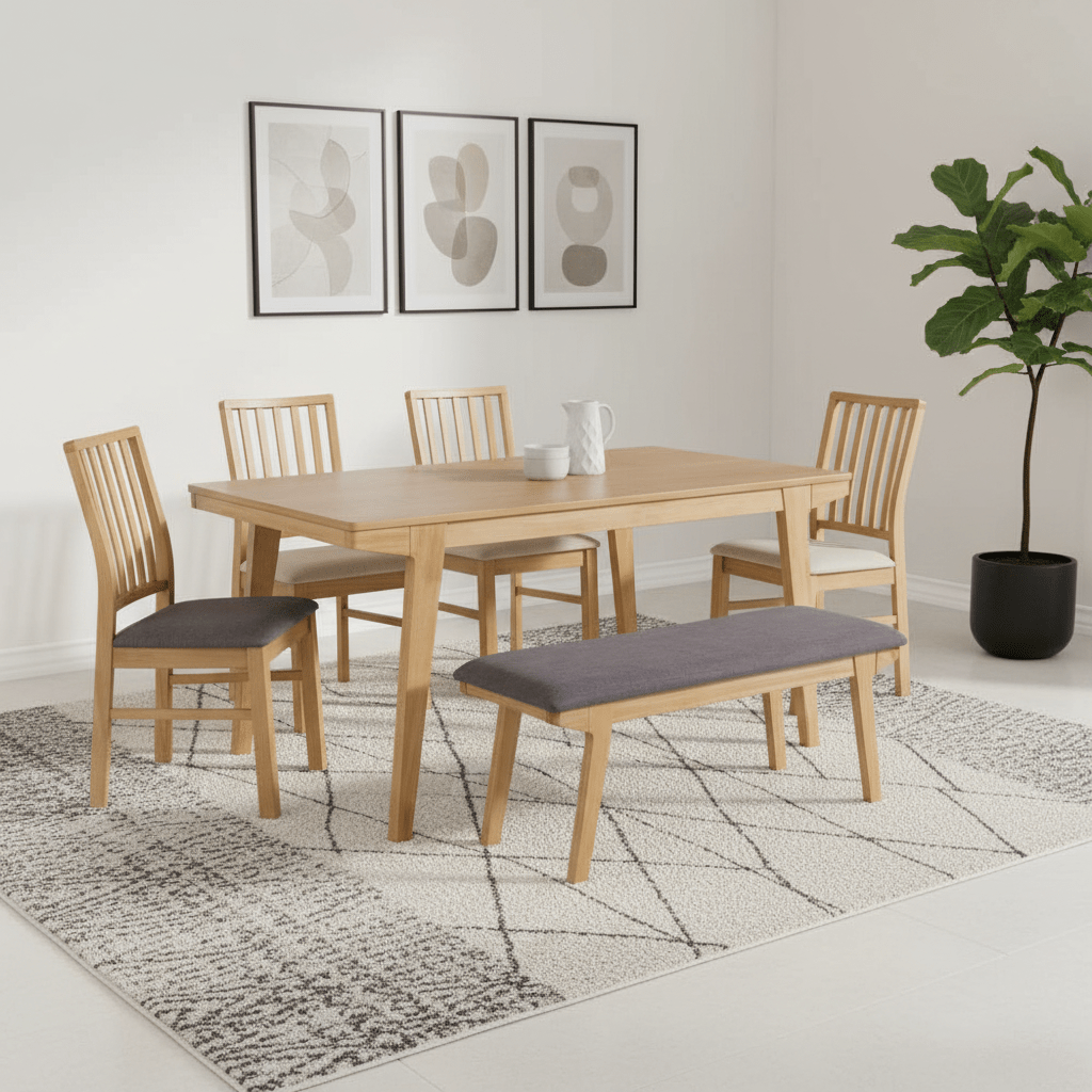 Parker 160cm Light Oak Dining Table Set