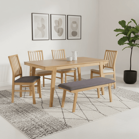 Parker 160cm Light Oak Dining Table Set