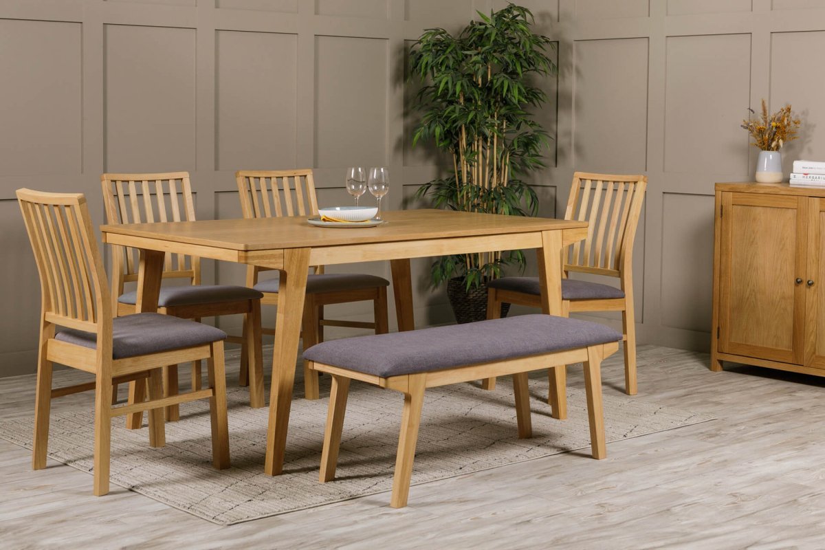 Parker 160cm Light Oak Dining Table Set - Pendle Village Furniture