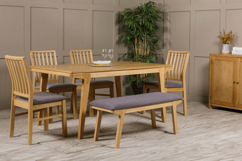 Parker 160cm Light Oak Dining Table With chairs and Bench Set