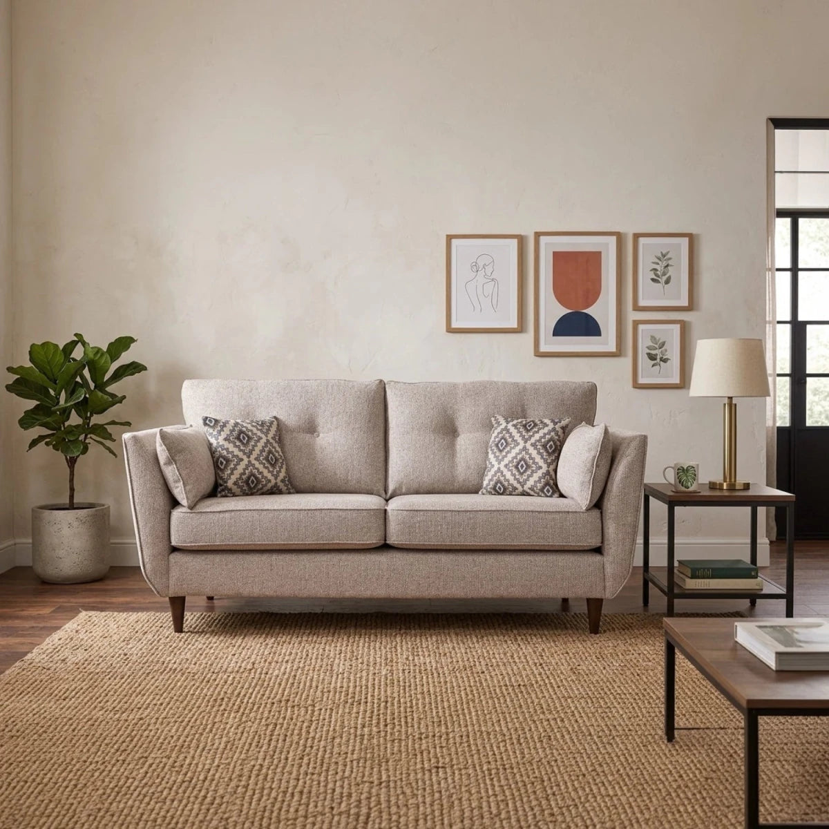 Modern Crawley Alanah 2 seater sofa with clean lines and elevated design.