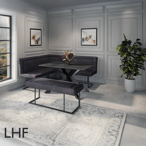 Cree Small Table with Left Hand Facing Corner Bench and Low Bench Dining Set