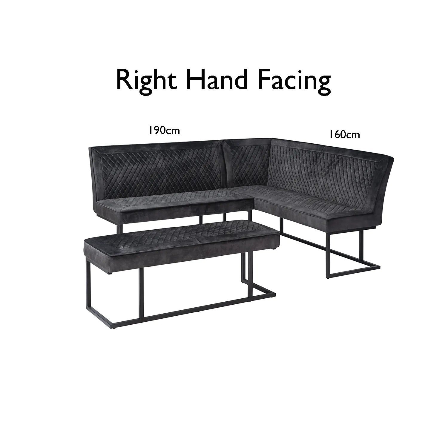 Cree 135cm Light Grey Ceramic Table with Right Hand Facing Corner Bench Dining Set