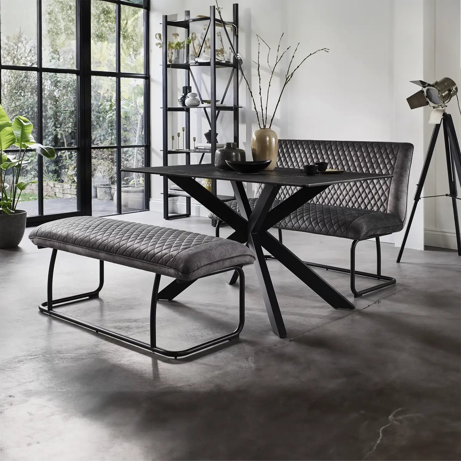 Get Creed Charcoal Grey Low Bench Pendle Village Furniture