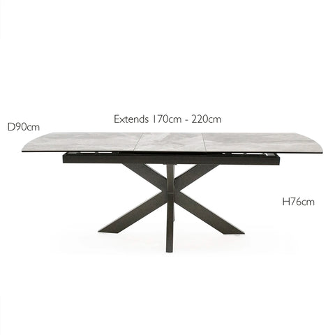 Crete Large Grey Extending Dining Table - Pendle Village Furniture