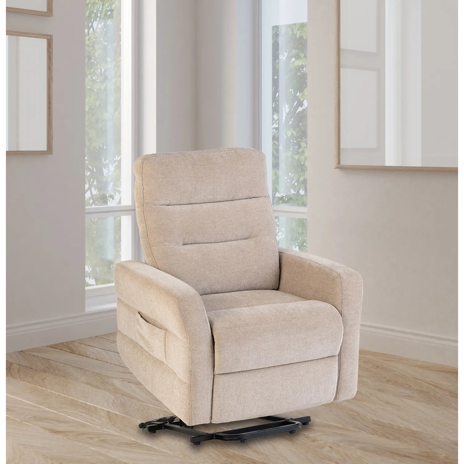 Crewe Mink Fabric Tilt and Rise Electric Recliner Chair - Pendle Village Furniture