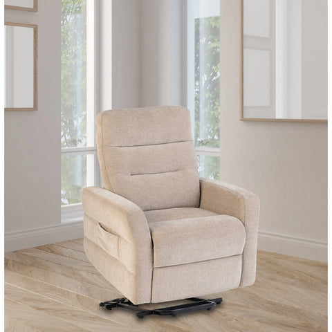 Crewe Mink Fabric Tilt and Rise Electric Recliner Chair - Pendle Village Furniture