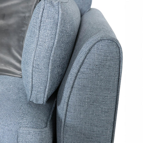 Cromwell Blue Linen Fabric Sofabed. Choose from Light Grey, Biscuit and Blue - Close Up of Arm Design 