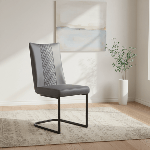 Cuneo Antique Grey Faux Leather Dining Chairs – Set of 4