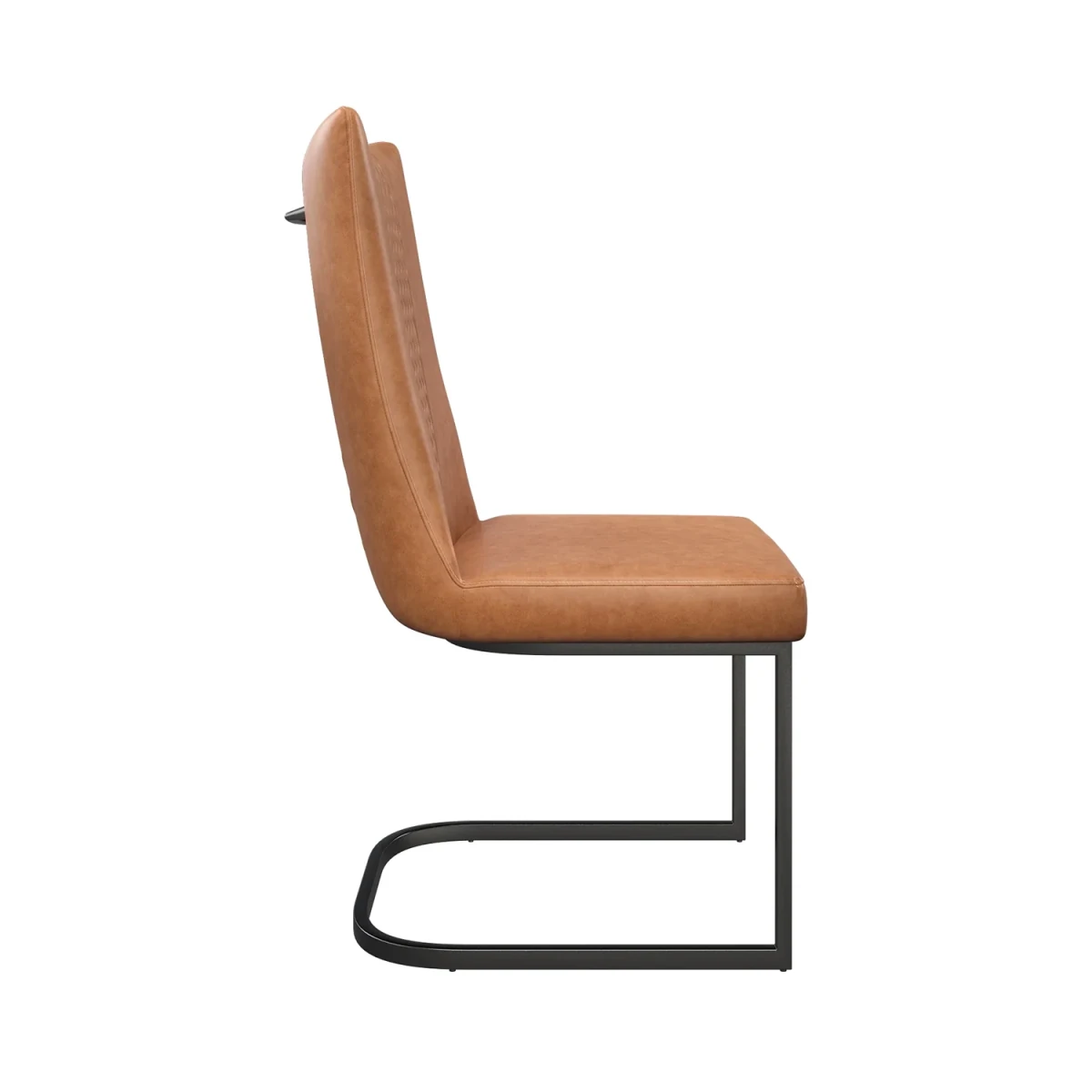 Brown leather chair with black metal frame - Pendle Village Furniture