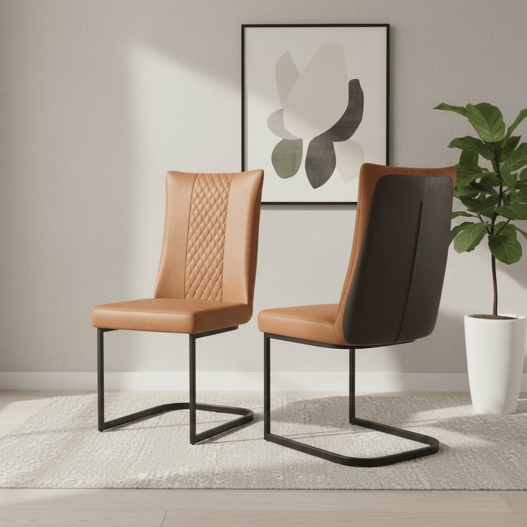 Cuneo Tan Faux Leather Dining Chairs – Set of 4