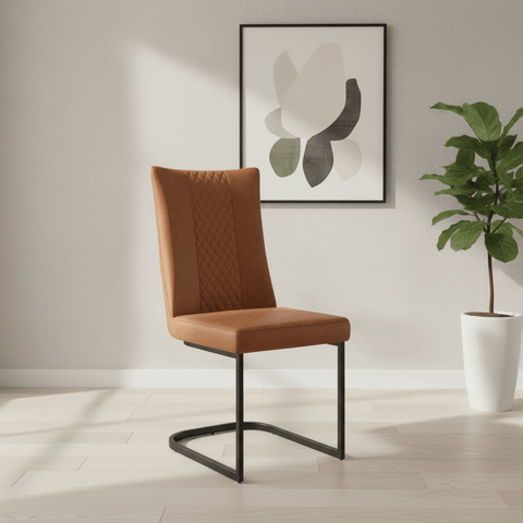 Cuneo Tan Faux Leather Dining Chairs – Set of 4