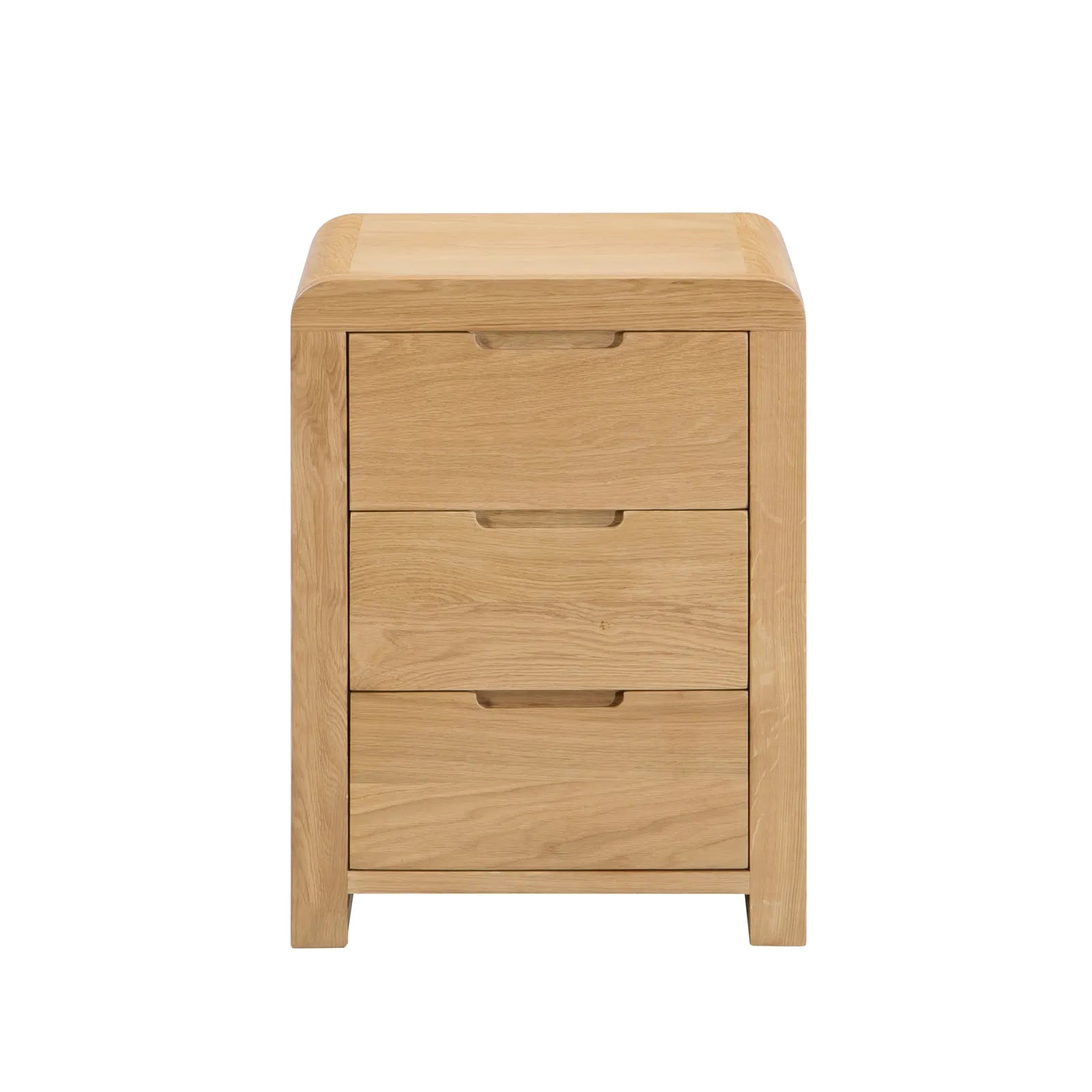Carve Solid White Oak and Oak Veneer 3 Drawer Bedside