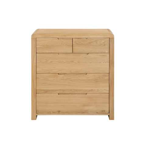 Carve Solid Light Oak  3+2 Drawer Chest