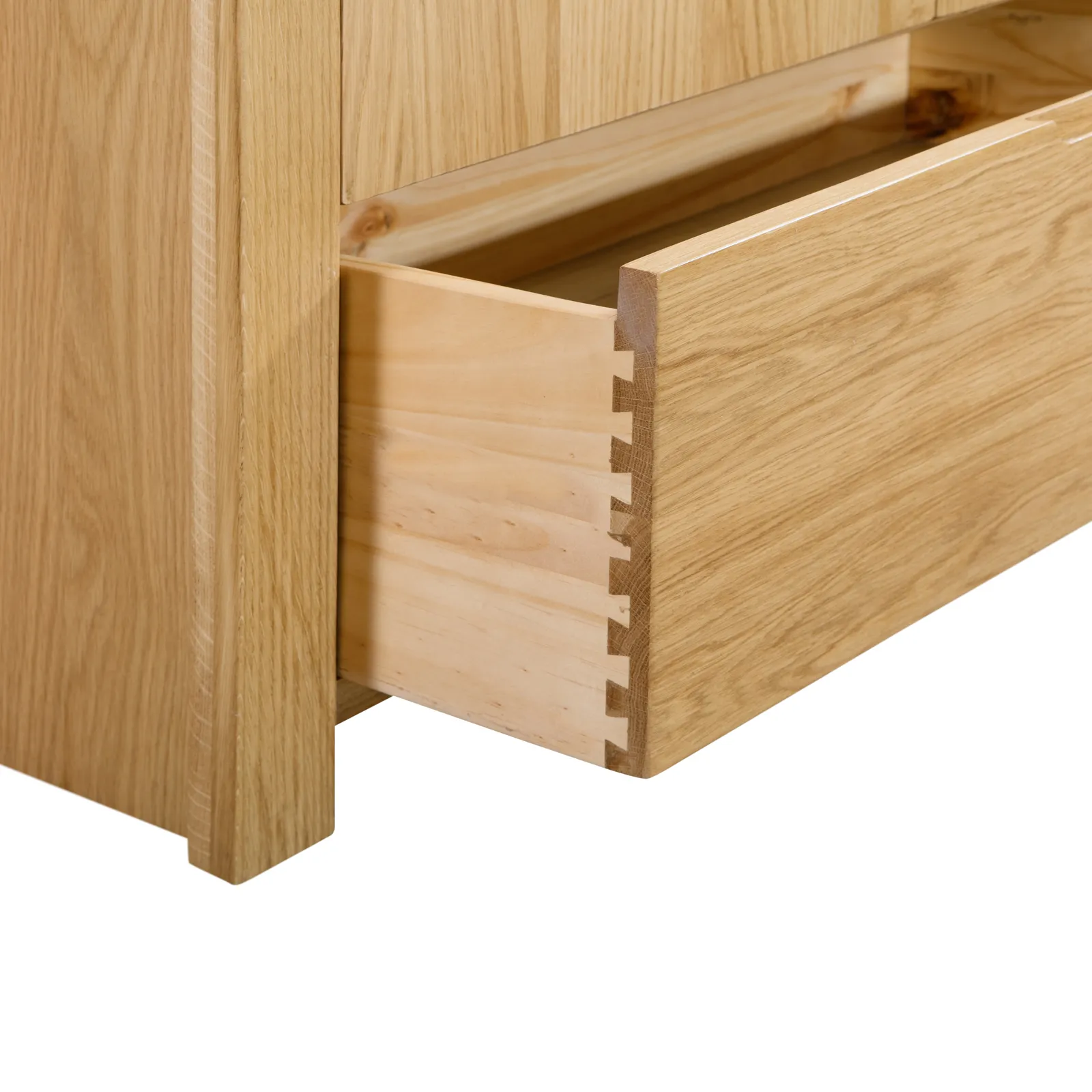 Carve Solid White Oak and Oak Veneer 3+2 Drawer Chest - Drawer