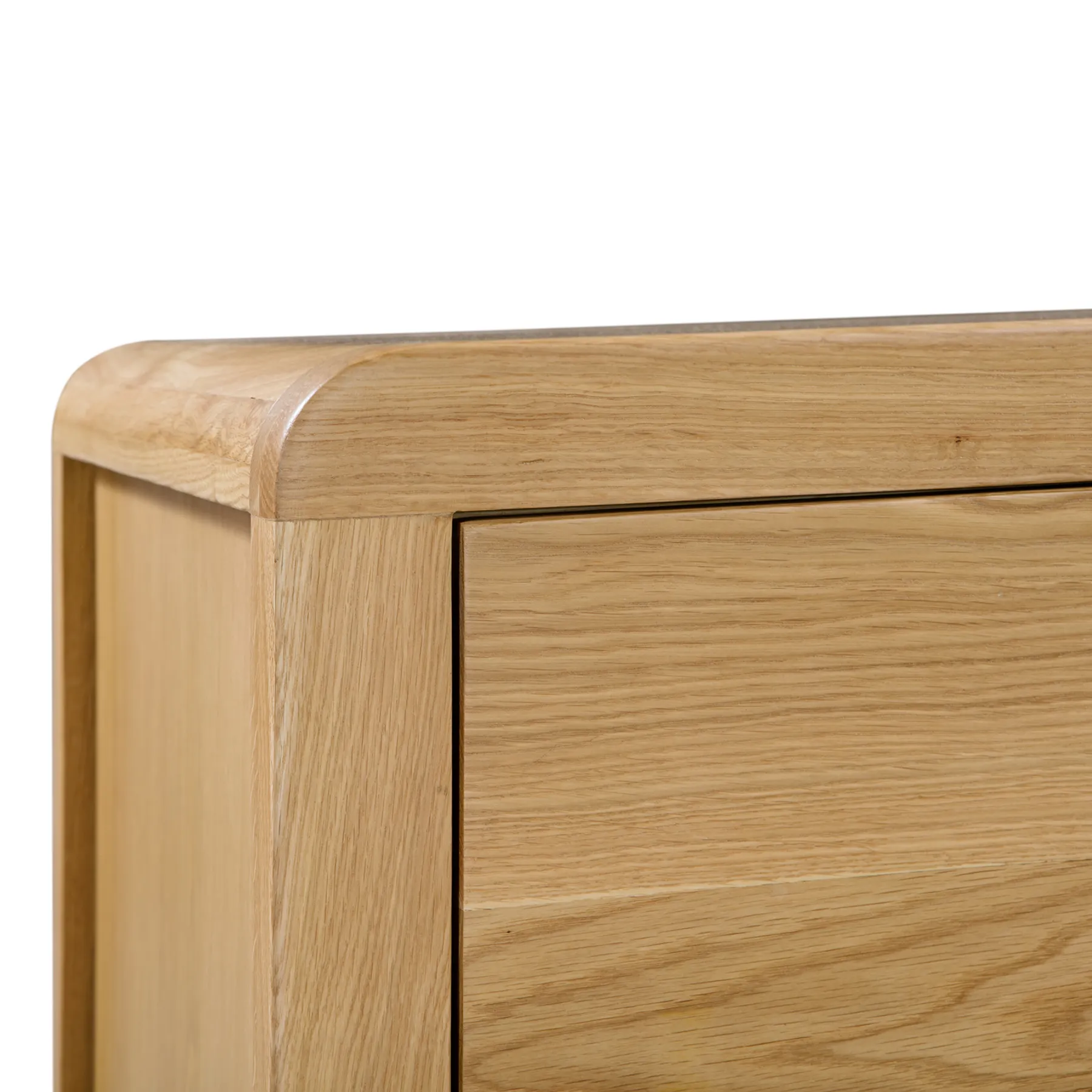 Carve Solid White Oak and Oak Veneer 3+2 Drawer Chest - Round Edges