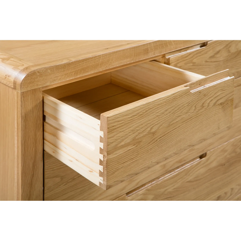 Carve Solid White Oak and Oak Veneer 3+2 Drawer Chest - Top Drawer