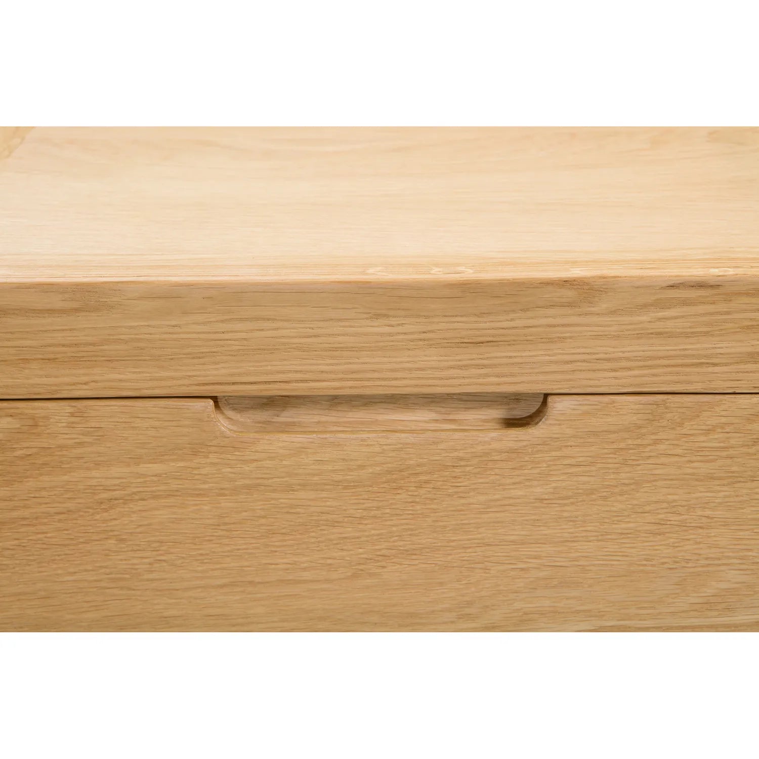 Carve Solid White Oak and Oak Veneer 3+2 Drawer Chest - Carved Door Handle
