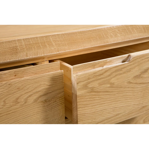 Carve Solid White Oak and Oak Veneer 3+2 Drawer Chest -Drawer Detailing 