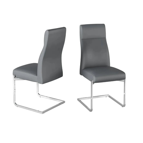 Merlin Grey Leather Dining Chairs with Chrome Cantilever Base